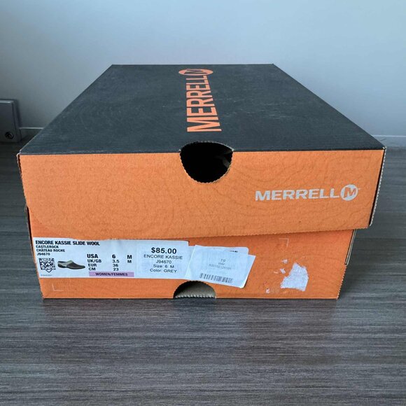 Merrell Women's Encore Kassie Gray Nubuck Wool Winter Clogs Mules  $85 - Picture 11 of 12